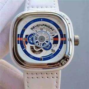 A貨Sevenfriday手表,1比1七個星期五 P1-02 2016年最新款 白色錶盤 白色皮帶、膠帶日本西鐵城82S7自動機械機芯