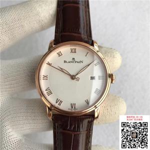 超A寶珀手表,1比1复刻 6651-1127-55B經典款系列 進口原版機芯,18K玫瑰金壳,意大利牛皮表帶,40毫米,背透男士傳統腕表。