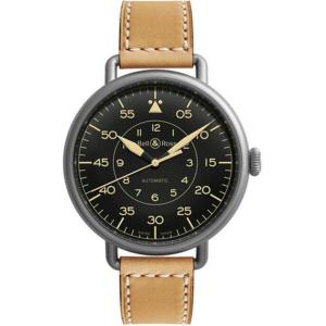 1比1 Bell & Ross柏萊士自動機械腕錶，高仿超A復刻BR柏萊士VINTAGE 系列WW1-92腕錶,黑色PVD磨砂精鋼錶殼，夜光指針，黃牛皮，原針扣