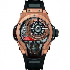 一比一復刻恆寶(HUBLOT)宇舶陀飛輪機械錶,超A宇舶傳世之作系列909.OX.1120.RX雙軸陀飛輪腕錶,金色錶盤,復刻機心,黑色膠帶男表