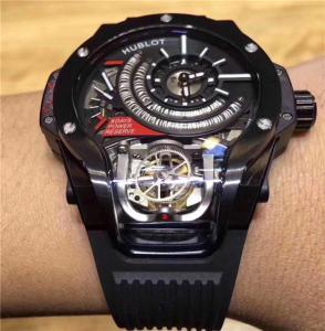 超A復刻恆寶(HUBLOT)宇舶陀飛輪機械錶,高仿一比一宇舶傳世之作法拉利70周年记念腕錶,黑色錶盤,復刻機心,黑色膠帶大怪獸