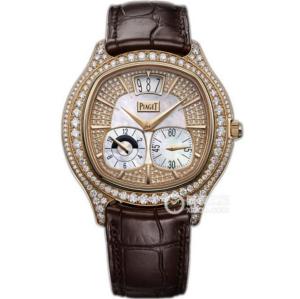 伯爵PIAGET鑲鑽新品男表 一比一復刻伯爵BLACK -TIE系列G0A32020腕錶，18k玫瑰金錶殼鑲襯圓形美鑽，Emperador枕形腕錶，滿天星鑽手錶