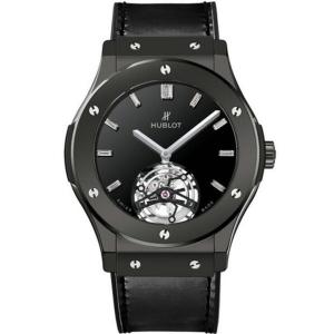 一比一復刻恆寶(HUBLOT)宇舶陀飛輪機械錶,超A宇舶經典融合系列505.CS.1270.VR陀飛輪腕錶,黑色錶盤鑽刻度,復刻機心,黑色膠帶牛皮男表