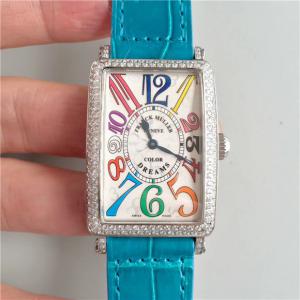 超A精品法蘭克穆勒方型錶殼女表 LONG ISLAND 952女士石英腕錶，原版鱷魚紋錶帶
