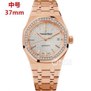 1:1 AP愛機械女錶 高仿愛彼皇家橡樹系列15452OR腕錶,37mm,適合男女配戴,1比1正品復刻,18k玫瑰金鑲鑽錶殼,白面,JF精品,最高版本
