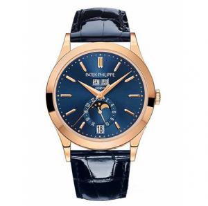 N廠超A仿百達翡麗玫瑰金手錶,一比一Patek Philippe復雜功能計時5396R,全部真功能跟真品一樣,藍色表面,原裝摺疊蝴蝶表扣,KM廠最高版