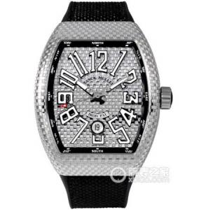 FM法穆蘭VANGUARD系列V45 SC DT BLACK PXL腕錶，酒桶形精鋼錶殼，銀色格仔錶盤，25周年特別紀念限量款腕錶​