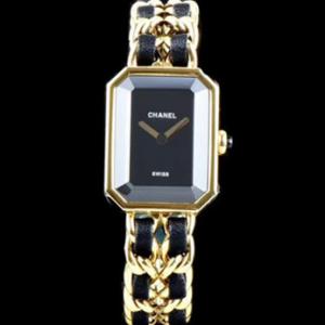 一比一香奈兒CHANEL復刻女錶,香奈兒PREMIERE系列H0451金,原裝瑞士石英機心,藍寶石,黑色漆面錶盤,金色雙手鏈,簡約大方好看