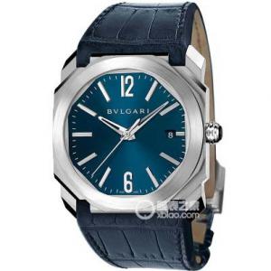 2018新款寶格麗腕錶，寶格麗OCTO系列102429 BGO38C3SLD腕錶，精鋼錶殼，CNC數控雕刻，藍色錶盤，深藍牛皮。世界名表