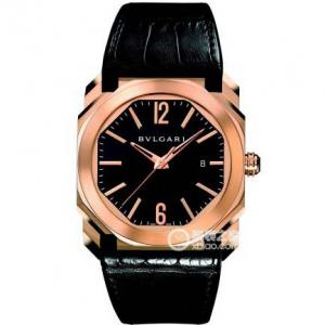 2018新款寶格麗腕錶，寶格麗OCTO系列101963 BGOP41BGLD腕錶，玫瑰金錶殼，CNC數控雕刻，黑色錶盤，原裝摺疊扣。瑞士鐘錶