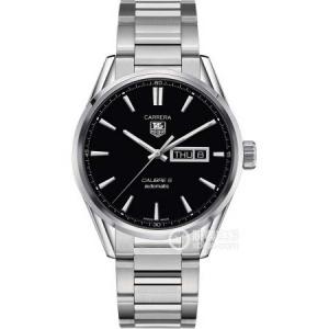 泰格豪雅TAG Heuer機械精鋼腕錶,1:1 泰格豪雅卡萊拉系列WAR201A.BA0723腕錶,拋光精鋼,黑色條釘面,自動機芯,大雙日曆功能
