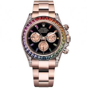 Rolex勞力士新品 頂級復刻勞力士宇宙記型迪通拿彩虹圈玫瑰金男表116595RBOW-0001,18K玫瑰金彩鑽錶殼,11顆鑲鑽時標,超A原裝1比1
