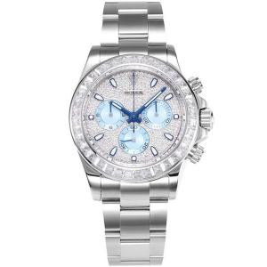 1:1 Rolex Daytona 勞力士ROLEX新款迪通拿,精鋼鑲鑽錶殼,冰藍色三個小表盤,4130計時自動機心,真正夜空中最亮的星星,BL廠頂級做工