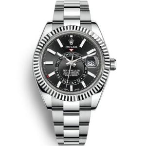 tw廠天行者雙時區表 精仿Rolex勞力士SKY-DWELLER系列m326934-0005腕錶,精鋼;三角坑紋外圈,黑色錶盤,和正品一樣各項功能都能使用