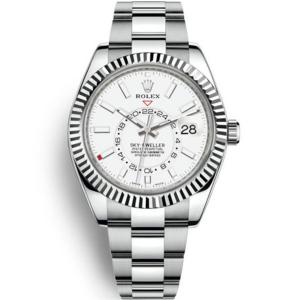 tw廠天行者多功能表 超A Rolex勞力士SKY-DWELLER系列m326934-0001腕錶,精鋼;三角坑紋外圈,白色錶盤,真功能,動力儲存