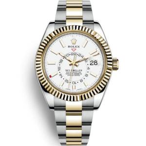 tw廠天行者男表 超A Rolex勞力士SKY-DWELLER系列m326933-0009腕錶,18k黃金,三角坑紋外圈,白錶盤,自動機械機芯,904鋼,真功能