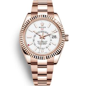 TW廠天行者 Rolex勞力士Sky-Dweller42毫米玫瑰金男表326935-0005,三角坑紋外圈雙向旋轉外圈,白錶盤,自動機芯,904鋼,真功能