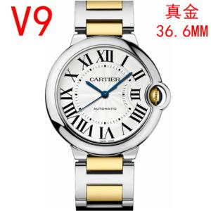 V9廠18K包金藍氣球間金款,卡地亞Ballon Blue系列女表W6920047,實心金片包在錶帶,36mm中號,原裝自動機心調時間跟正品壹樣,超神級復刻