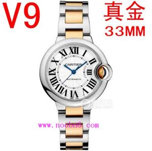 V9廠包真金藍氣球間金女士表,卡地亞W6920099,33mm小號,瑞士076自動機心跟真品調時壹樣,真金片表帶永不掉色,超高仿真度,優雅氣質,時尚經典