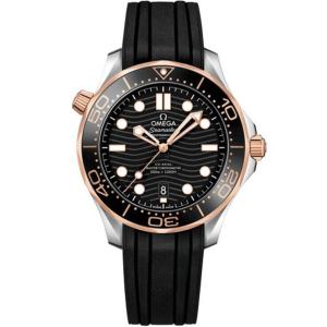 OM出品歐米茄全新海馬300米42mm潛水錶210.22.42.20.01.002,精鋼-Sedna金,單向旋轉表圈,黑色陶瓷錶盤,1:1開模原裝復刻