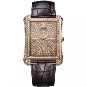 超级土豪專屬腕錶，伯爵BlackTie系列G0A33076腕錶，18k玫瑰金滿鑽錶殼錶盤，超薄9015自動機芯，藍寶石鏡面，奢華鑽石表