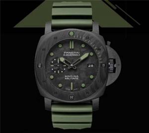 VS廠高級亂真沛納海Panerai潛行系列潛水表PAM00961,全身碳纖維材料,1:1瑞士機心,軍綠色表帶,特種兵軍人硬漢風格