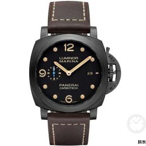 VS廠最高級版沛納海LUMINOR 1950系列PAM00661腕表,PANERAI全黑碳纖維材料661,定制9010自動機心,棕色皮帶,超高乱真度