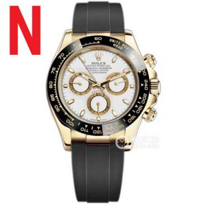 N廠 勞力士迪通拿新品m116518ln,黃金錶殼白色表面,rolex Daytona復刻4130全功能自動機心,厚度和正品一致,送短膠帶,秒天神器