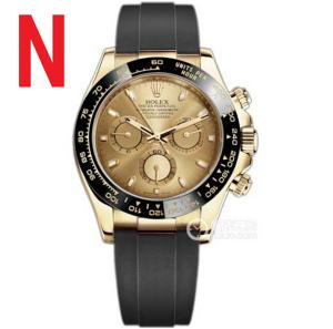 N廠超A勞力士迪通拿m116518ln,黃金錶殼香檳金色表面,rolex Daytona復刻4130全功能自動機心,送短膠帶,運動計時手錶