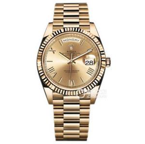 N廠手表最頂級復刻勞力士ROLEX星期日歷型228238-83418腕表,18K鍍金表殼,香檳黃金色表面,3255自動機心,日歷+星期功能,NOOB官網