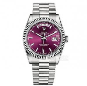 EW勞力士手錶36MM=ROLEX星期日曆型118239樱桃色表盘腕表,1比1開模3255自動機械機芯,904鋼白金拋光材質永不退色,NOOB最強完美版