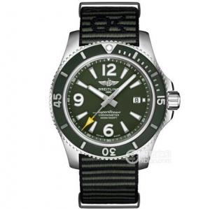 TF潛水錶，夏天游泳配帶百年靈手錶,超級海洋自動機械腕錶特別版A17367A11L1W1,綠色表面，44mm精鋼錶殼，超強夜光顯示
