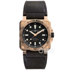 BR柏萊士INSTRUMENTS系列BR0392-D-BL-BR/SCA腕錶，精鋼鍍玫瑰金錶殼，方形男式個性腕錶