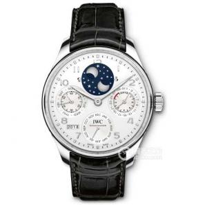 V9萬國表葡萄牙萬年曆腕錶IW503406，精鋼錶殼，白色表面，複雜功能自動機械手錶