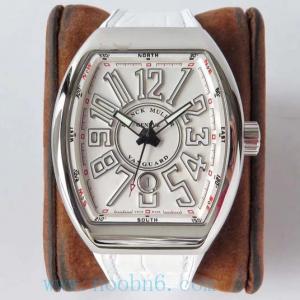 ZF法蘭克穆勒V45系列腕錶！白色表面，白色皮帶，酒桶形機械男式手錶