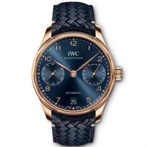 最新款IWC萬國表葡萄牙系列IW500713腕錶，配玫瑰金錶殼和BV款編織皮帶，頂級52010克隆機芯 功能一致