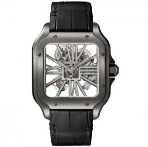 卡地亞山度士系列WHSA0009腕錶，全鏤空錶盤，手動機械機心，黑鋼材料，個性運動手錶，男女百搭，TW最強復刻版