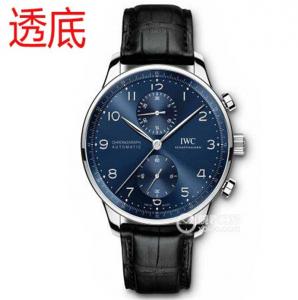 IWC萬國表葡萄牙新款IW371606腕錶，藍色表面，大改款葡計背透底蓋，定製69355機芯和原裝所有真實功能，外殼厚度一樣，ZF廠最高等級