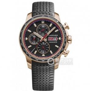 V7蕭邦經典賽車系列161293-5001腕錶，輪胎式的錶帶，黑色表面，7750全功能計時機械機心，男裝運動手錶