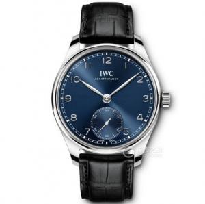 ZF萬國手表價格，最好的葡萄牙IW358305，自動機械機心，藍色表面，二針半小眼，商務休閑男式皮帶機械表