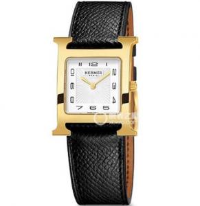 最好的愛馬仕HEURE H系列W036784WW00腕表，原裝瑞士機心，藍寶石，愛馬仕橙色皮帶，H形黄金表壳，氣質女神女式手錶
