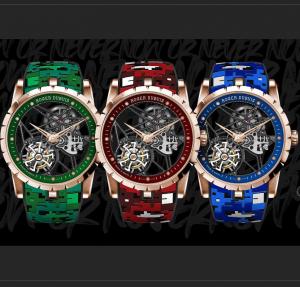 超級腕錶陀飛輪機心，BBR羅傑杜彼EXCALIBUR（王者系列）RDDBEX0938腕錶，18k玫瑰金錶盤，原裝蝴蝶扣，市面最好的品制