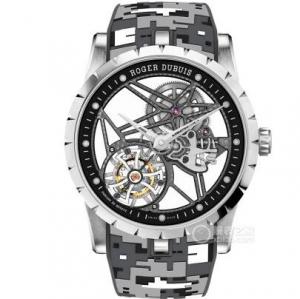 高技術重點打造羅傑杜彼陀飛輪手錶，EXCALIBUR（王者系列）RDDBEX0393腕錶，迷彩色橡膠錶帶，不锈钢表壳，原裝蝴蝶扣