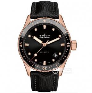GF廠寶珀五十噚系列5000-36S30-B52A腕錶，玫瑰金表殼配黑色陶瓷圈，1315機心性能穩定，做工強大，大廠品質保證，最高完美版