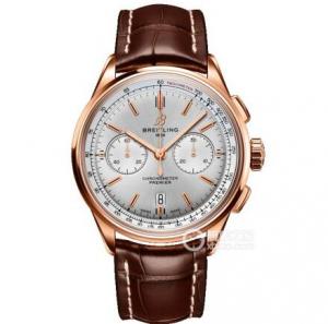 GF百年靈手錶最好的工廠，最強復刻璞雅RB0118371G1P1腕錶，7750計時錶面，玫瑰金表殼配白色面，高檔大氣，運動帶休閒皮帶手錶