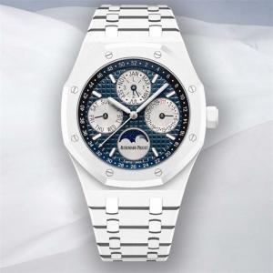 1：1最高等級，愛彼皇家橡樹萬年曆手錶AP26579CB.真正白陶瓷表殼錶帶，非常稀缺少有，按原裝機心功能