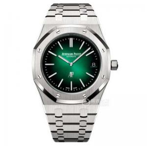 V2升級版本愛彼手錶皇家橡樹系列「JUMBO」超薄腕錶系列15202PT，超難工藝漸變綠色盤，高級拉比精鋼錶帶，改2121機芯，市面最高等級質素