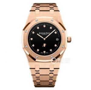 BF愛彼手錶皇家橡樹15207OR，AP最薄机械表，黑色钻石盤，无秒针设计，极简，大方，高級拉丝镀金錶帶，改2121機芯，市面最高等級質素